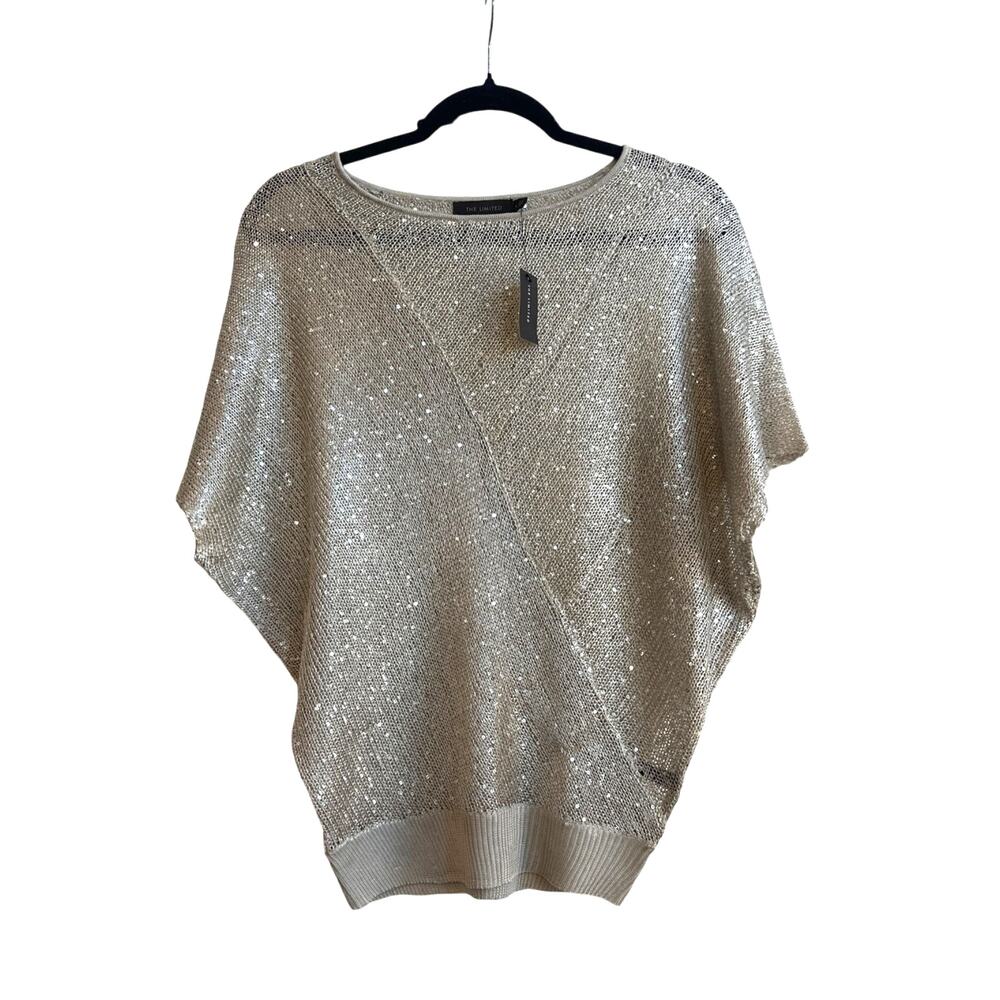The Limited Vintage New With Tags Champaign See-Through Knit Sequins Blouse